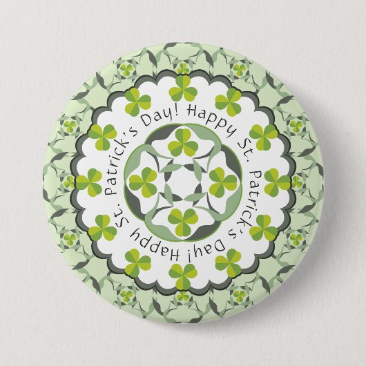 Kleeblatt Clover Celtic St. Patrick's Day Button (Vorderseite)