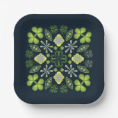 Kleeblatt Clover Floral Mandala Blue Pappteller (Vorderseite)