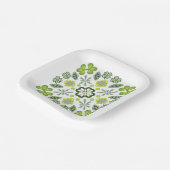 Kleeblatt Clover Floral Mandala White Pappteller (Gewinkelt)