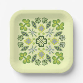 Kleeblatt Clover Floral Mandala Yellow Pappteller