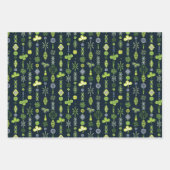 Kleeblatt Clover Floral Minimalistisch Blue Geschenkpapier Set (Vorderseite 3)