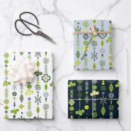 Kleeblatt Clover Floral Minimalistisch Blue Geschenkpapier Set