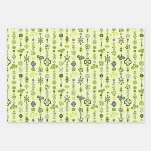 Kleeblatt Clover Floral Minimalistisch grün Geschenkpapier Set (Vorderseite 3)