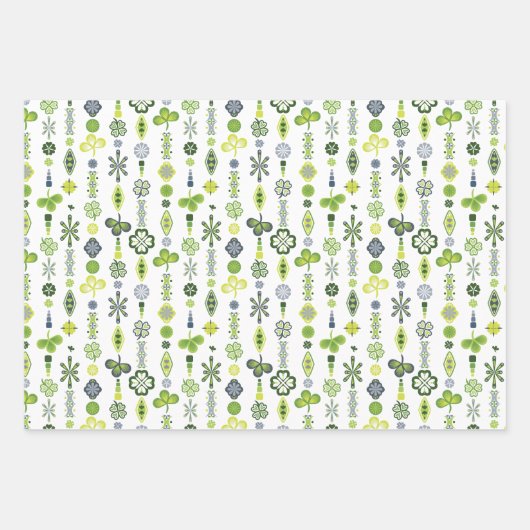 Kleeblatt Clover Floral Minimalistisch grün Geschenkpapier Set (Vorderseite 2)