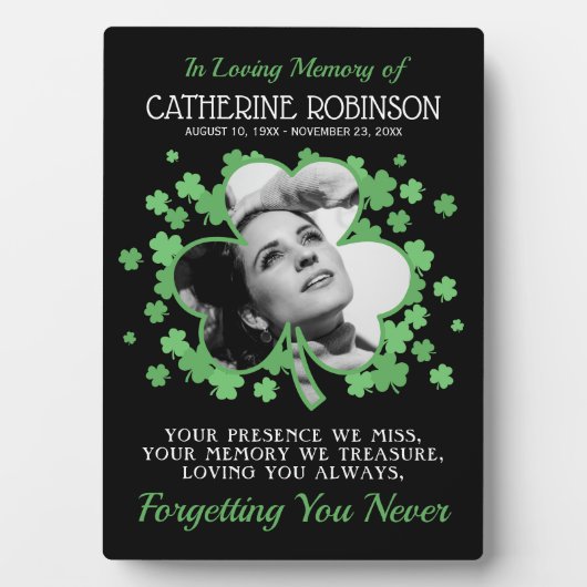 Kleeblatt Clover Foto Memorial Fotoplatte (Vorderseite)