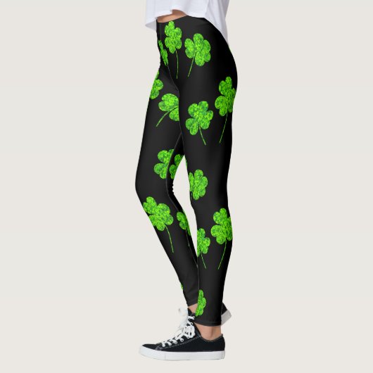 Kleeblatt Clover Green Black St. Patrick's Day Leggings (Links)