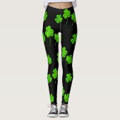 Kleeblatt Clover Green Black St. Patrick's Day Leggings (Vorderseite)