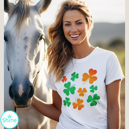 Kleeblatt Clover Green Orange Irish St Patricks Da T-Shirt