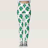 Kleeblatt Clover Green Pattern St. Patrick`s Day Leggings (Vorderseite)