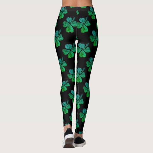 Kleeblatt Clover Green Pattern St. Patrick`s Day Leggings (Rückseite)