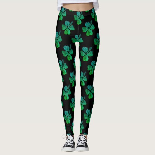 Kleeblatt Clover Green Pattern St. Patrick`s Day Leggings (Vorderseite)