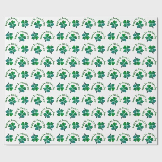 Kleeblatt Clover Green St. Patrick`s Day Geschenkpapier (Flach)
