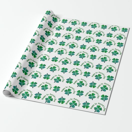 Kleeblatt Clover Green St. Patrick`s Day Geschenkpapier (Ungerollt)