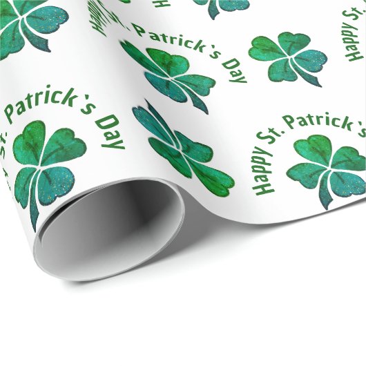 Kleeblatt Clover Green St. Patrick`s Day Geschenkpapier (Rolleneckpunkt)