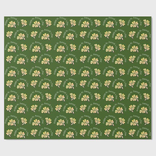 Kleeblatt Clover Green St. Patrick`s Day Geschenkpapier (Flach)