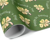Kleeblatt Clover Green St. Patrick`s Day Geschenkpapier (Rolleneckpunkt)