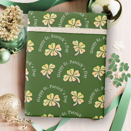 Kleeblatt Clover Green St. Patrick`s Day Geschenkpapier