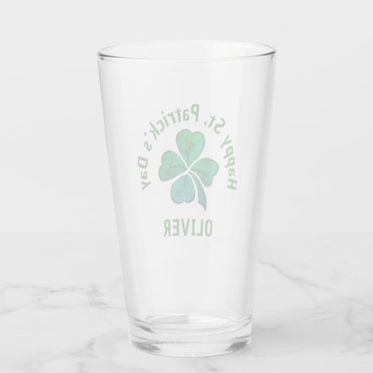 Kleeblatt Clover Green St. Patrick`s Day Glas (Rückseite)
