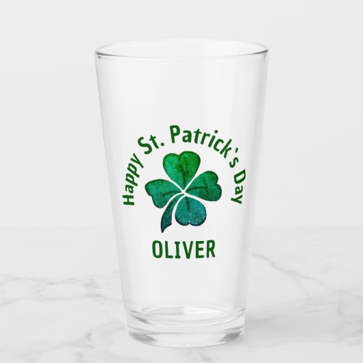 Kleeblatt Clover Green St. Patrick`s Day Glas (Vorderseite)