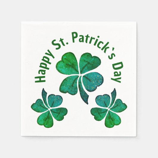 Kleeblatt Clover Green St. Patrick`s Day Party Serviette (Vorderseite)