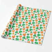 Kleeblatt Clover Green White Orange Ireland Flag Geschenkpapier (Ungerollt)