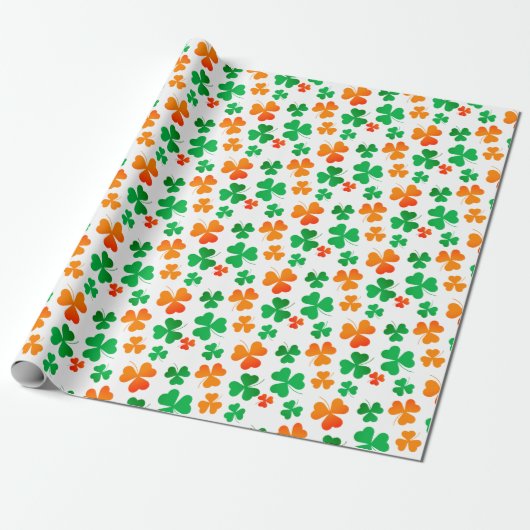 Kleeblatt Clover Green White Orange Ireland Flag Geschenkpapier (Ungerollt)