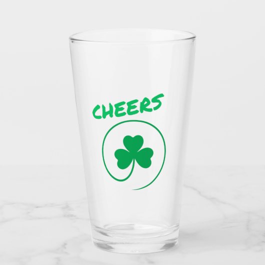 Kleeblatt Clover Ireland Irish Cheers St Patrick's Glas (Vorderseite)