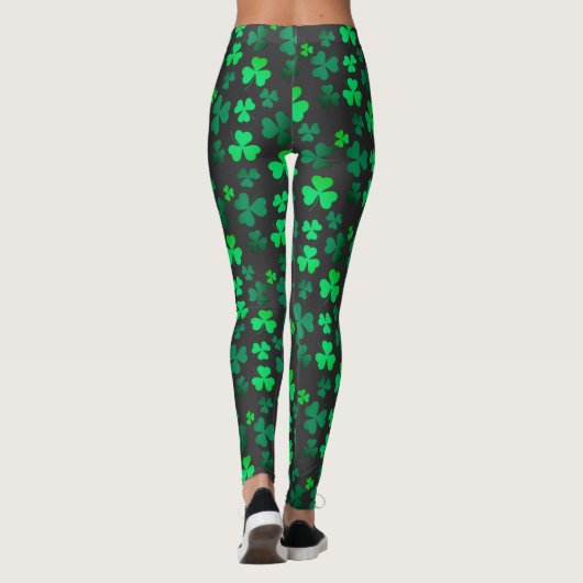 Kleeblatt Clover Ireland Irish Modern Green & Blac Leggings (Rückseite)