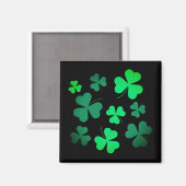 Kleeblatt Clover Ireland Irish Modern Green & Blac Magnet (Vorderseite/Rückseite)