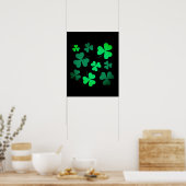Kleeblatt Clover Ireland Irish Modern Green & Blac Poster (Küche)
