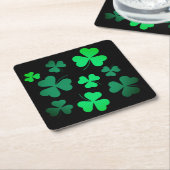 Kleeblatt Clover Ireland Irish Modern Green & Blac Rechteckiger Pappuntersetzer (angewinkelt)