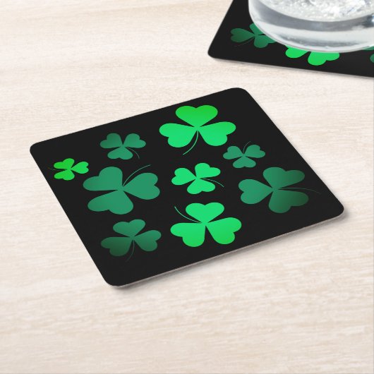 Kleeblatt Clover Ireland Irish Modern Green & Blac Rechteckiger Pappuntersetzer (angewinkelt)