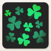 Kleeblatt Clover Ireland Irish Modern Green & Blac Rechteckiger Pappuntersetzer (Vorderseite)