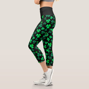 Kleeblatt Clover Ireland Trendy Green & Black Capri Leggings