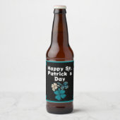 Kleeblatt Clover Irish Happy St Patrick`s Day Bierflaschenetikett (Vorderseite)