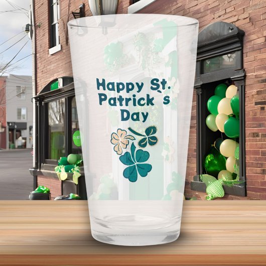Kleeblatt Clover Irish Happy St Patrick`s Day Glas