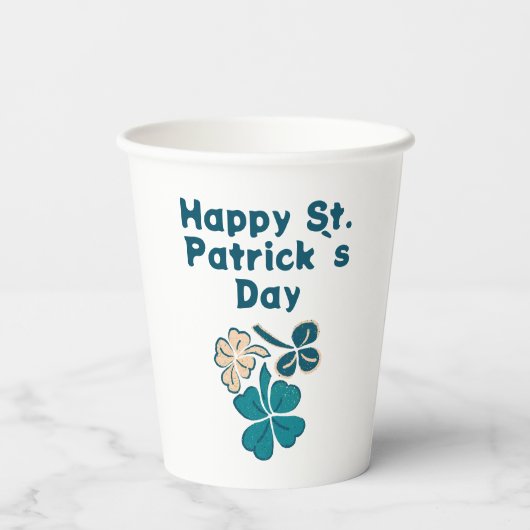 Kleeblatt Clover Irish Happy St Patrick`s Day Pappbecher (Rückseite)