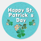 Kleeblatt Clover Irish Happy St Patrick`s Day Runder Aufkleber (Vorderseite)