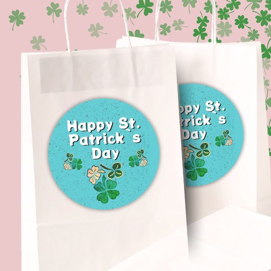 Kleeblatt Clover Irish Happy St Patrick`s Day Runder Aufkleber