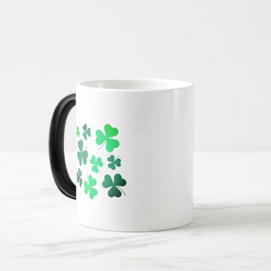 Kleeblatt Clover Leaf Irland Irish Modern Elegant Verwandlungstasse (Vorderseite Links)