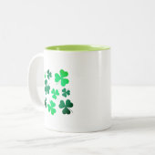 Kleeblatt Clover Leaf Irland Irish Modern Elegant Zweifarbige Tasse (Vorderseite Links)