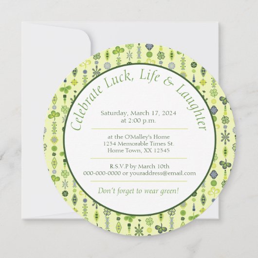 Kleeblatt Clover Mandala St. Paddy's Birthday Part Einladung (Rückseite)