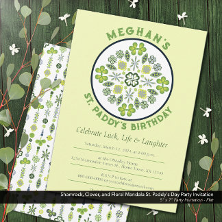 Kleeblatt Clover Mandala St. Paddy's Birthday Part Einladung