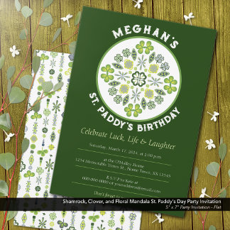 Kleeblatt Clover Mandala St. Paddy's Birthday Part Einladung