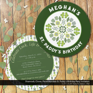 Kleeblatt Clover Mandala St. Paddy's Birthday Part Einladung