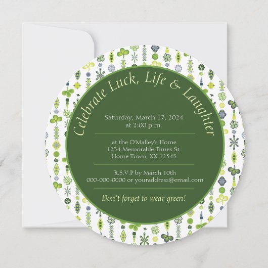 Kleeblatt Clover Mandala St. Paddy's Birthday Part Einladung (Rückseite)
