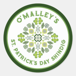 Kleeblatt Clover Mandala St. Patrick's Day Party Runder Aufkleber