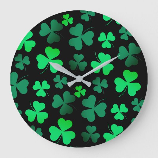 Kleeblatt Clover Moderne Trendfarben und Grün Große Wanduhr (Vorderseite)