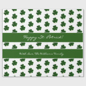 Kleeblatt Clover Muster Custom Text St. Patrick Geschenkpapier (Flach)