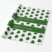 Kleeblatt Clover Muster Custom Text St. Patrick Geschenkpapier (Ungerollt)